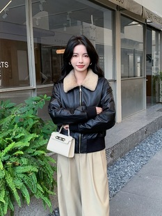 高端冷翠油腊蛋白皮夹克羽绒服-6817