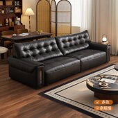 直排一字型真头层黄牛皮艺沙发床 全友家居门店同款 22985AG