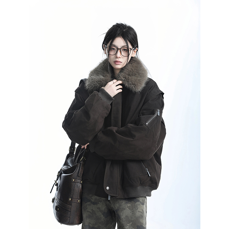 美式派克服巴恩风工装棉服外套男女冬季街头宽松加厚保暖棉衣外套