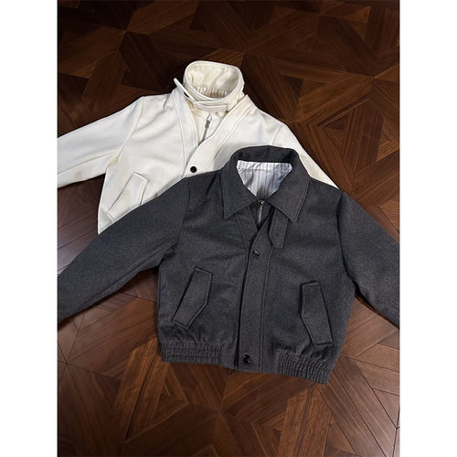 美式假两件老钱风正肩夹克男女