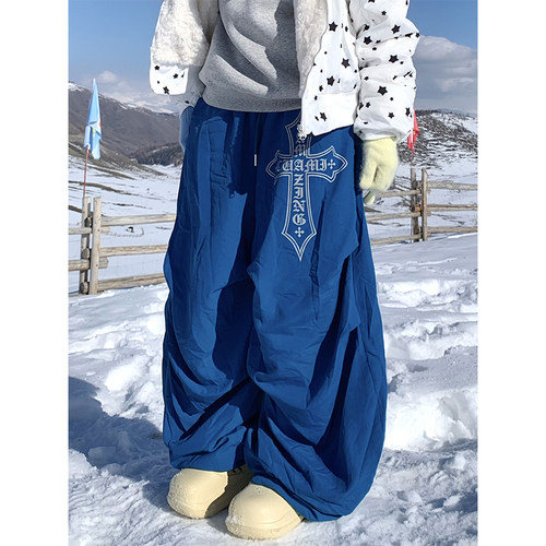 美式褶邹加绒加厚弯刀伞兵裤女
