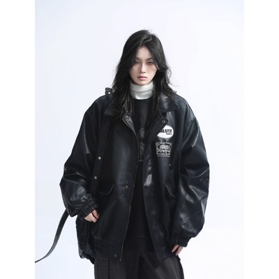 美式复古机车服PU皮衣飞行夹克