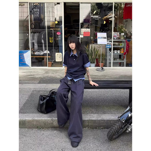 美式潮牌假两件polo短袖衬衫t恤