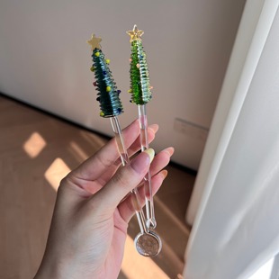 圣诞树琉璃勺搅拌棒奶茶调酒棒高硼硅食品级咖啡搅拌棒圣诞节礼物