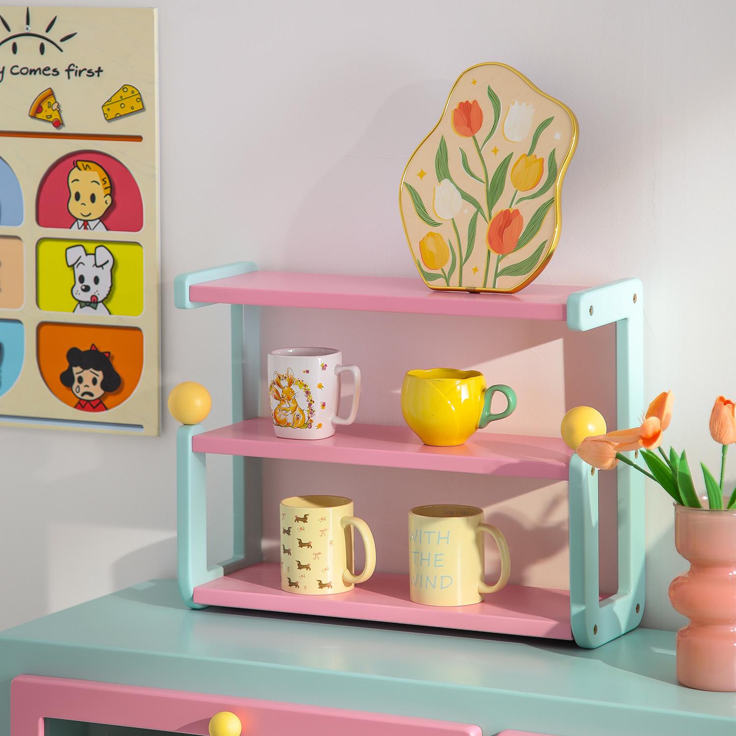 创意多巴胺桌面置物架台面杯架展示架彩色香水收纳架分层整理架