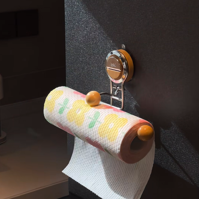 小红书露思同款胡桃木厨房卷纸纸巾架卷纸置物架保鲜膜收纳挂架