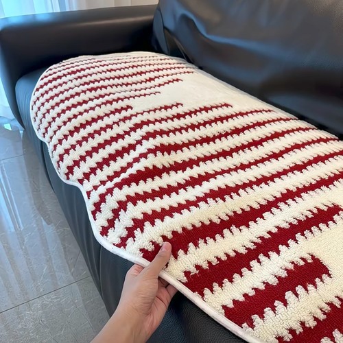 ANNAHOUSE家居馆高级感异形毛绒沙发垫感舒棉绒直排坐垫秋冬季毛