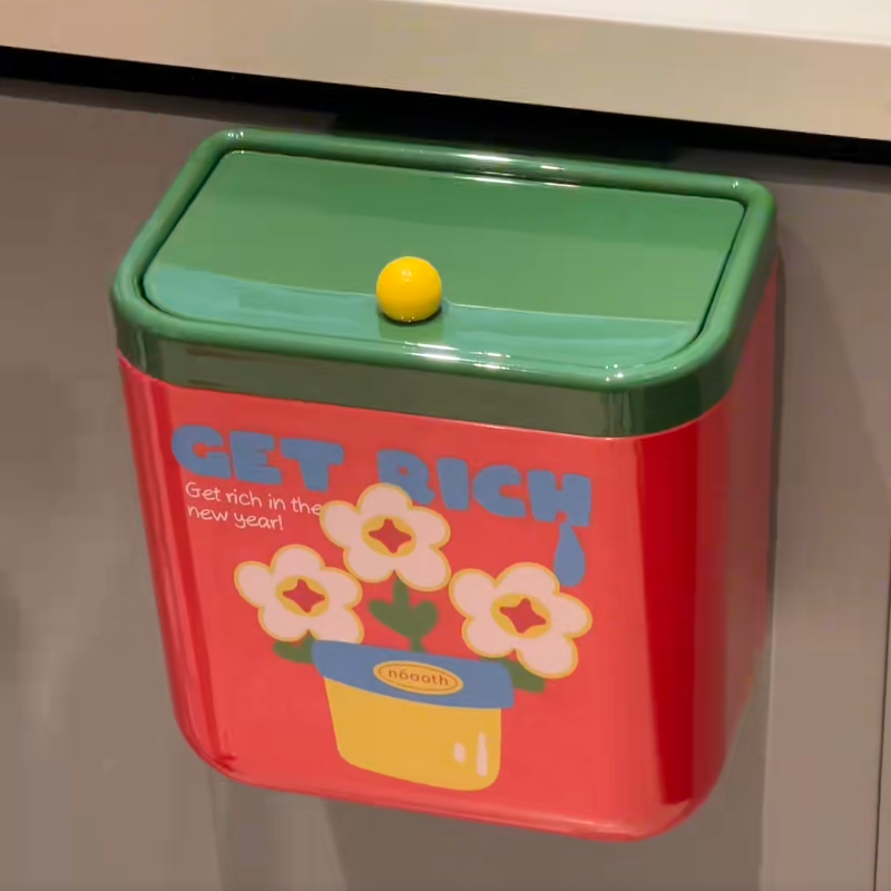 马上有钱花厨房壁挂垃圾桶免弯腰带盖高颜值卫生间厕所夹缝专用桶