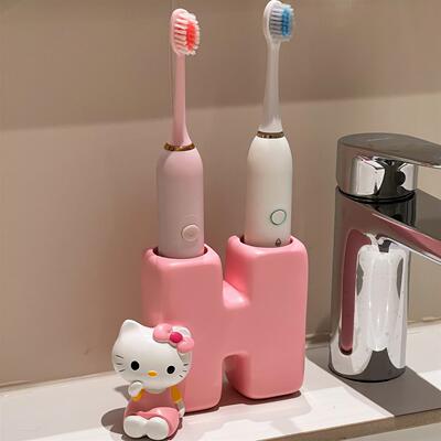 可爱kitty电动牙刷置物架浴室台面儿童化妆刷收纳罐树脂牙刷架子
