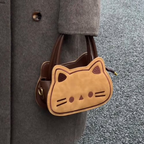 卡通可爱ins小猫咪单肩斜挎包精致迷你少女心百搭手提包学生背包