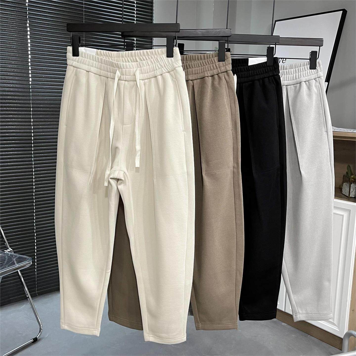 秋冬日系工装宽松阔腿哈伦卫裤男