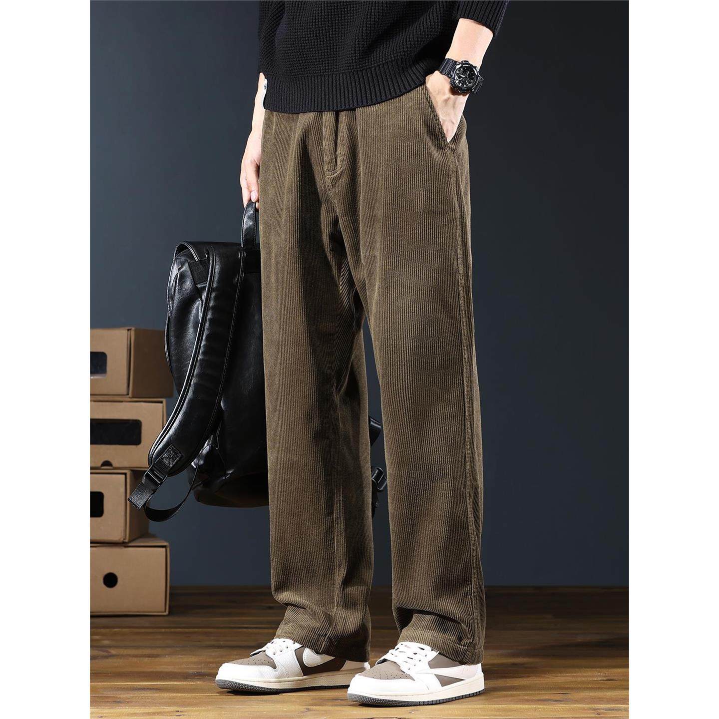 重磅冬季灯芯绒裤子男秋季加厚高街直筒休闲裤男士垂感阔腿裤,男装,休闲裤,淘宝优惠券,粉丝福利购,淘宝优惠卷