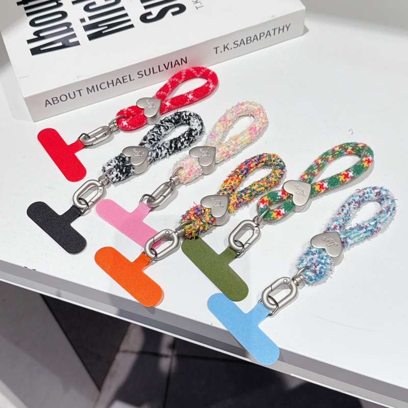 秋冬毛绒高端手机 挂绳短款手指吊绳车钥匙扣环小挂饰机壳迷你手机链挂链结实耐用水杯手提手拎防掉男女短绳