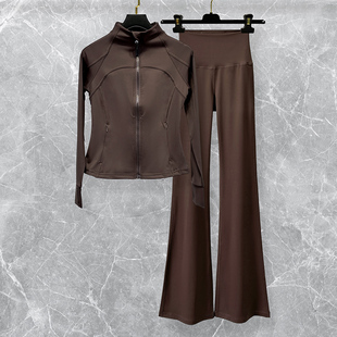 上衣外套喇叭裤 lulu同款 高级感运动健身长袖 秋冬新款 瑜伽服女套装