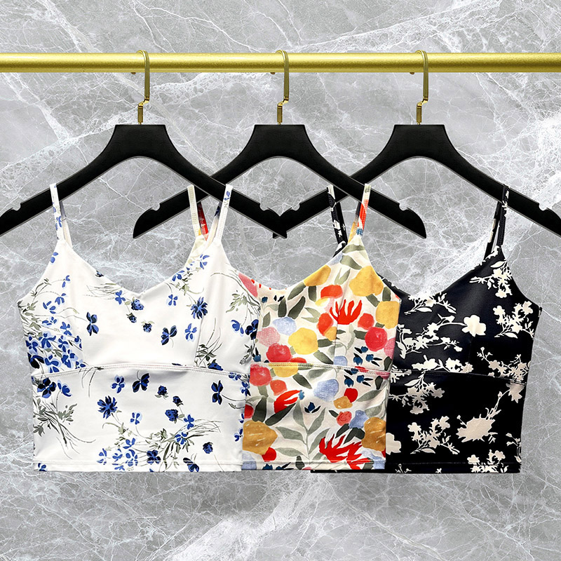 彩色瑜伽服女带胸垫速干夏季性感气质吊带运动健身房训练背心上衣