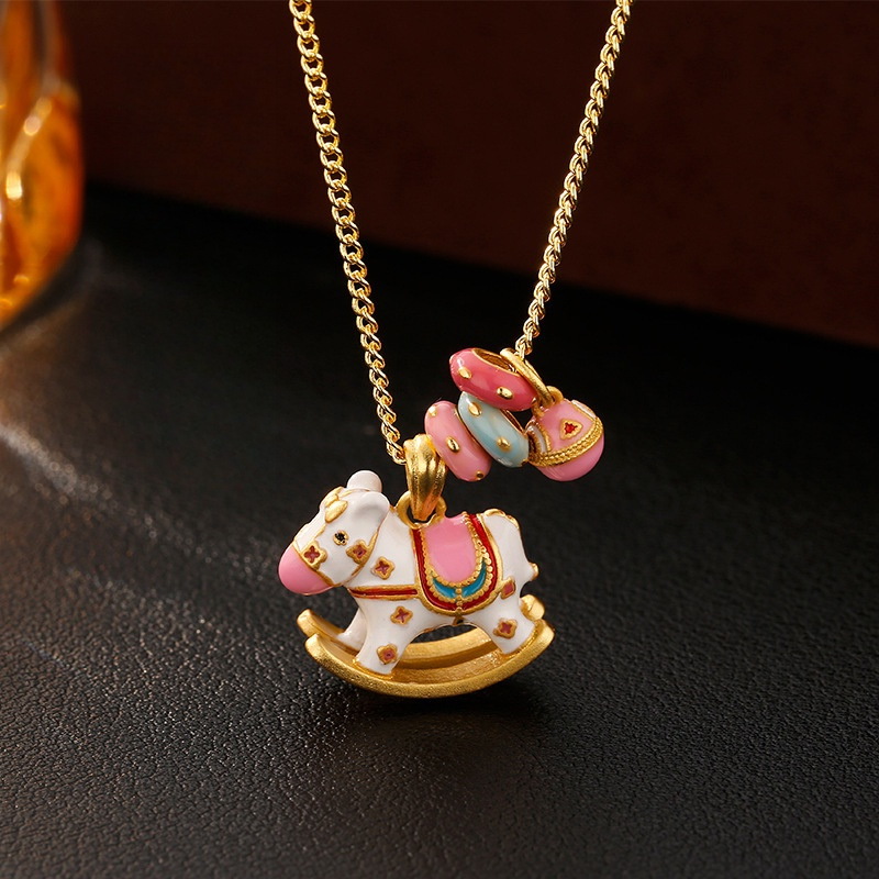 小木马多巴胺彩珐琅项链