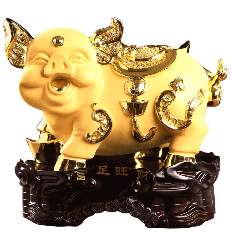 吉祥源金猪摆件生肖猪工艺品新家电视酒柜玄关家庭用品新房乔迁开