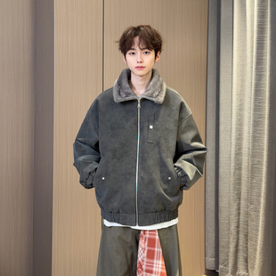 壹秋家 立领棉服男生穿搭秋冬加绒外套男装冬季夹克潮牌皮衣推荐