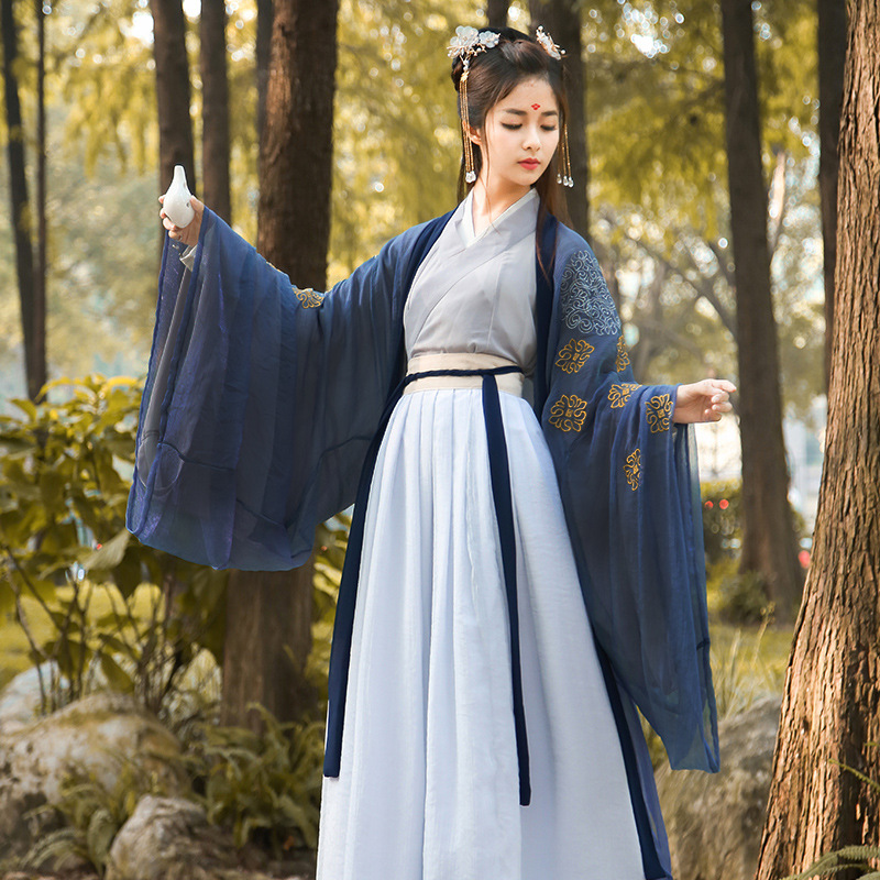 成人汉服女即将绝版汉服交领襦裙广袖玄姬随便古装女齐胸九歌套装券后95.90元