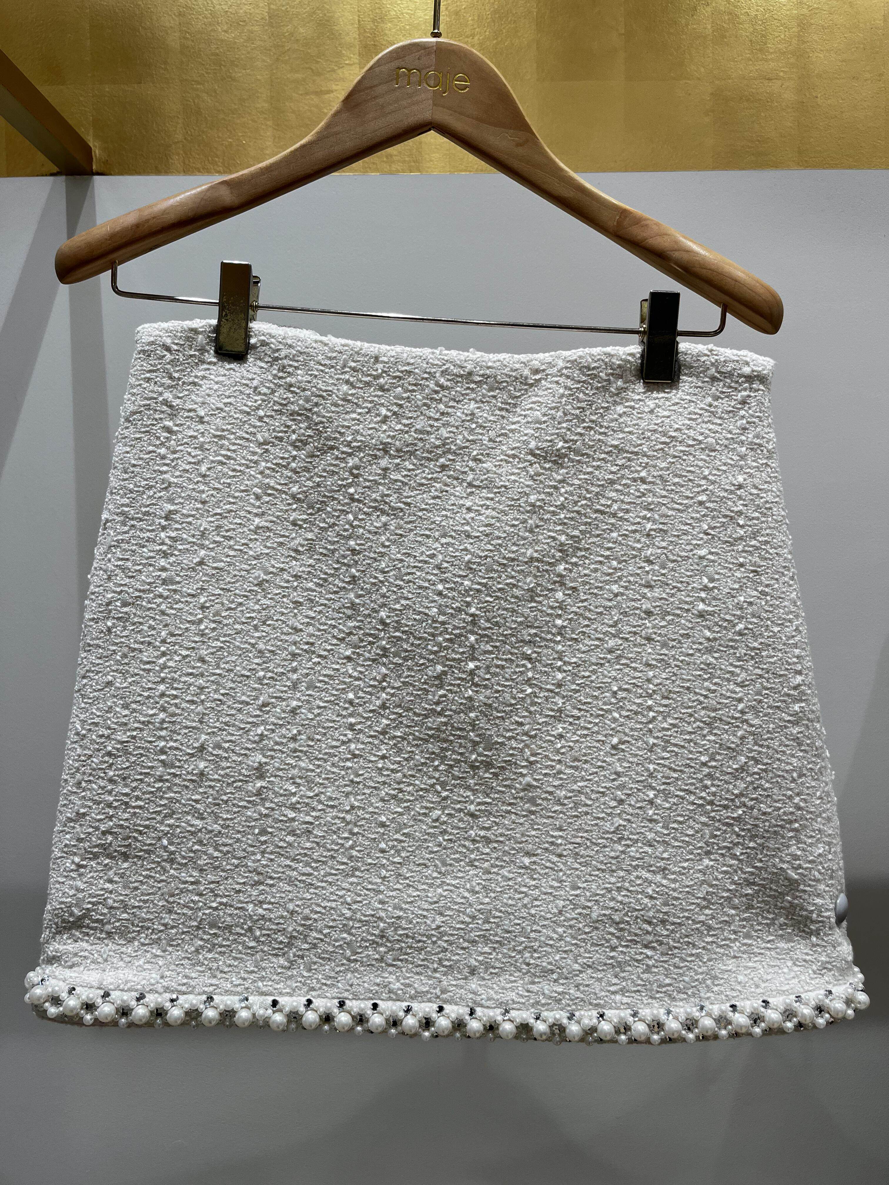 maje26 Spring and summer   Little fragrance Tweed Pearl edge Vest MFPTO01267   skirt MFPJU01559
