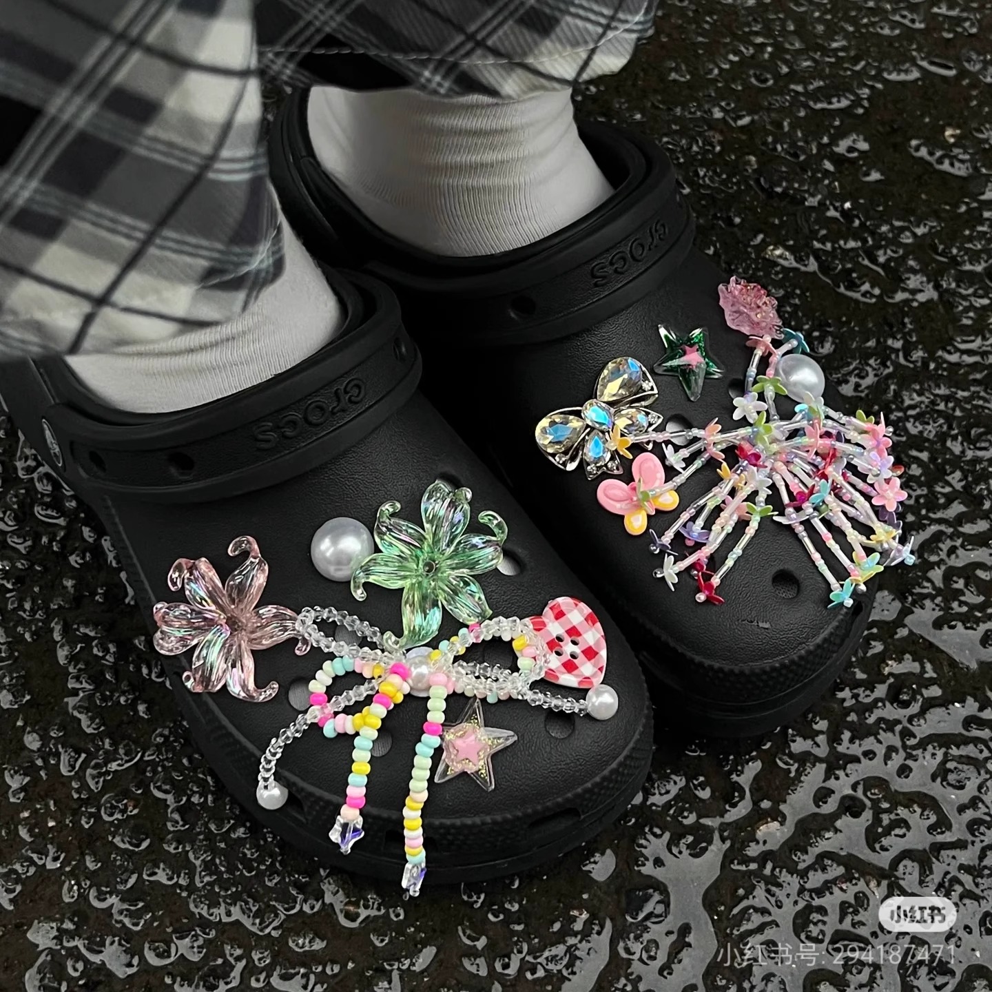 彩色莺尾花洞洞鞋鞋花女生适配卡骆驰crocs鞋扣配件diy装饰配饰
