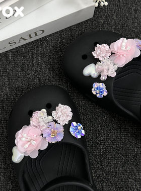 琉璃幻梦花洞洞鞋配饰CRORS鞋花花朵芭蕾鞋花配件卡扣高级装饰品