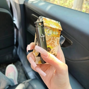 女生十字钻石原创手作防风打火机金属直冲可充气送男朋友礼物火机