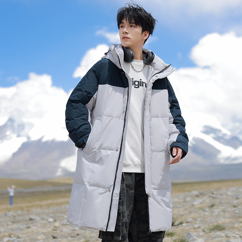 白鸭绒冬季新款撞色连帽羽绒外套男冬季体育生运动过膝长款羽绒服,男装,羽绒服,淘宝优惠券,粉丝福利购,淘宝优惠卷