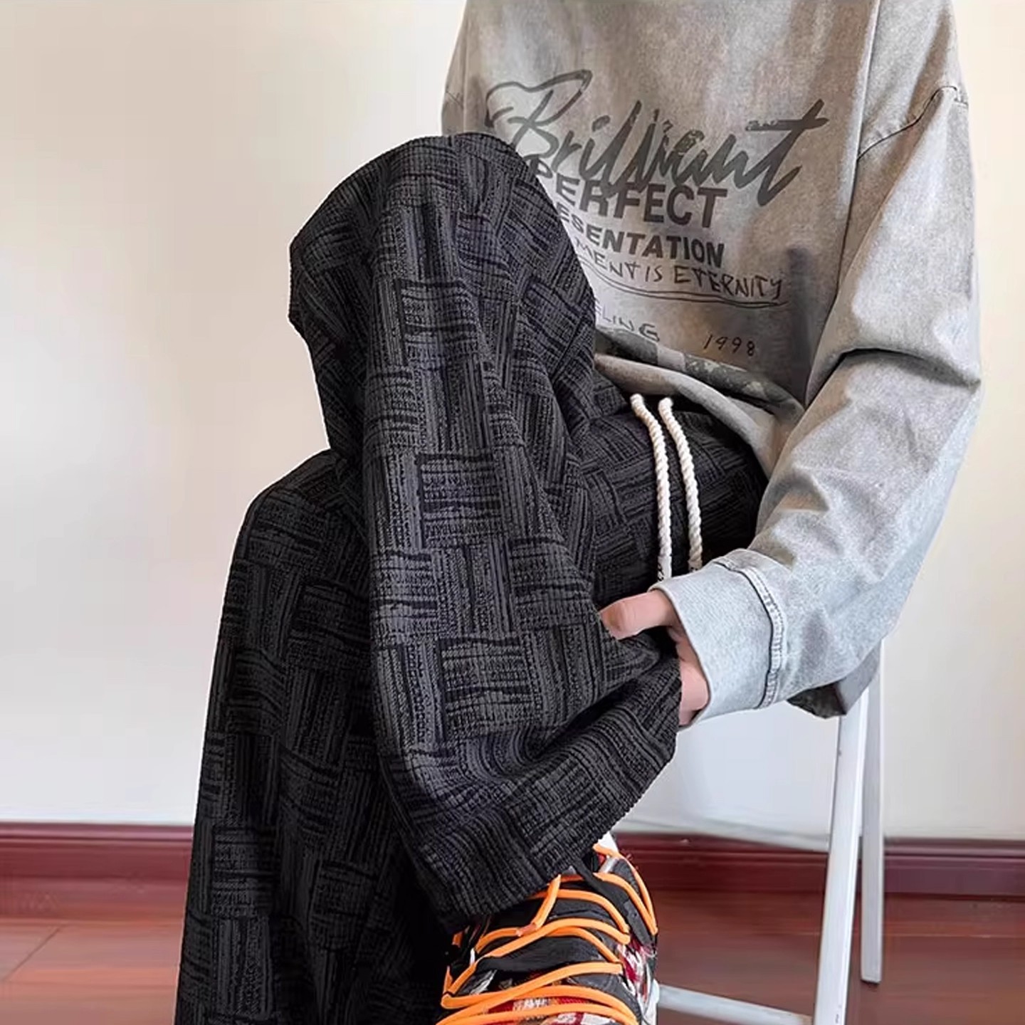 直筒灯芯绒阔腿休闲裤