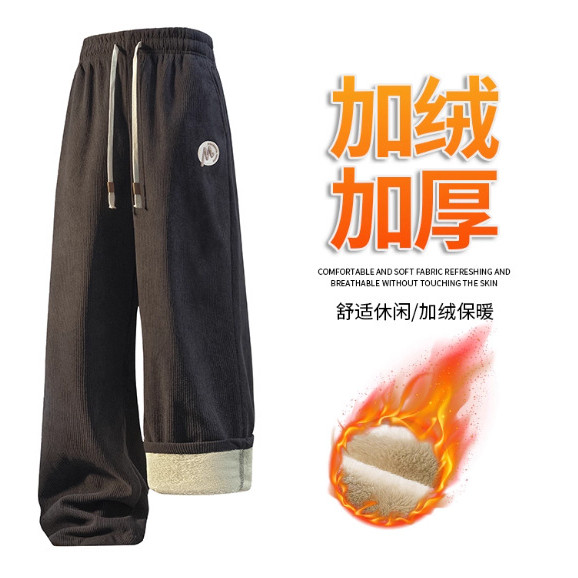 灯芯绒加绒卫裤男冬新款