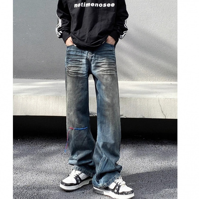 美式复古水洗牛仔裤男