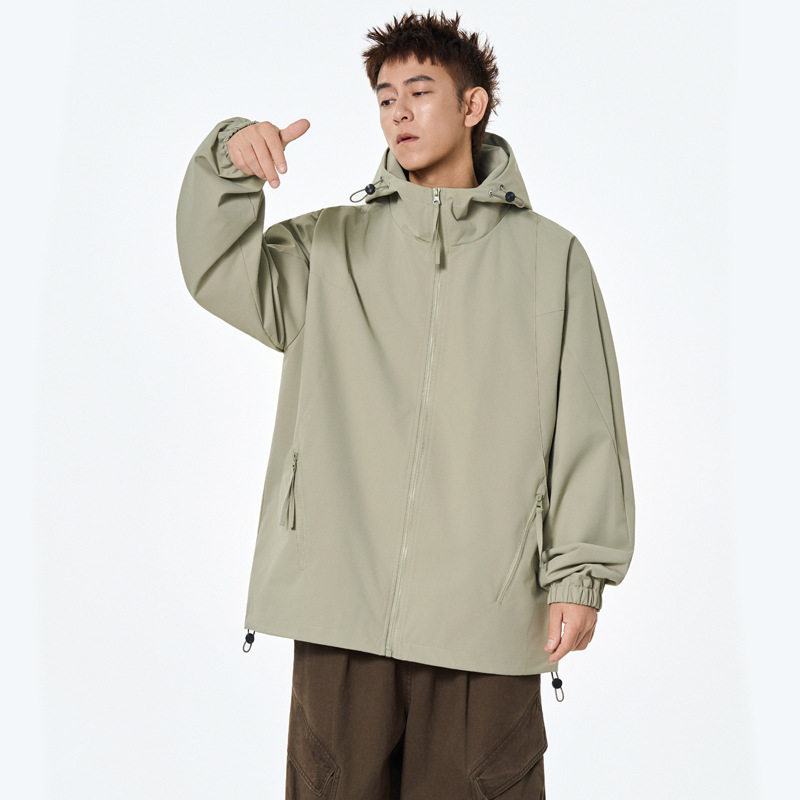 连帽外套男士春秋季新款潮牌宽松百搭防风防水夹克防水冲锋衣,男装,夹克,淘宝优惠券,粉丝福利购,淘宝优惠卷