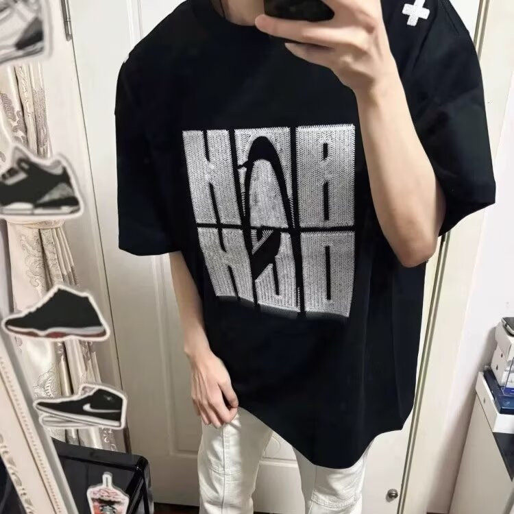 260g重磅字母刺绣全棉短袖男夏季新款宽松圆领美式潮牌情侣T恤女