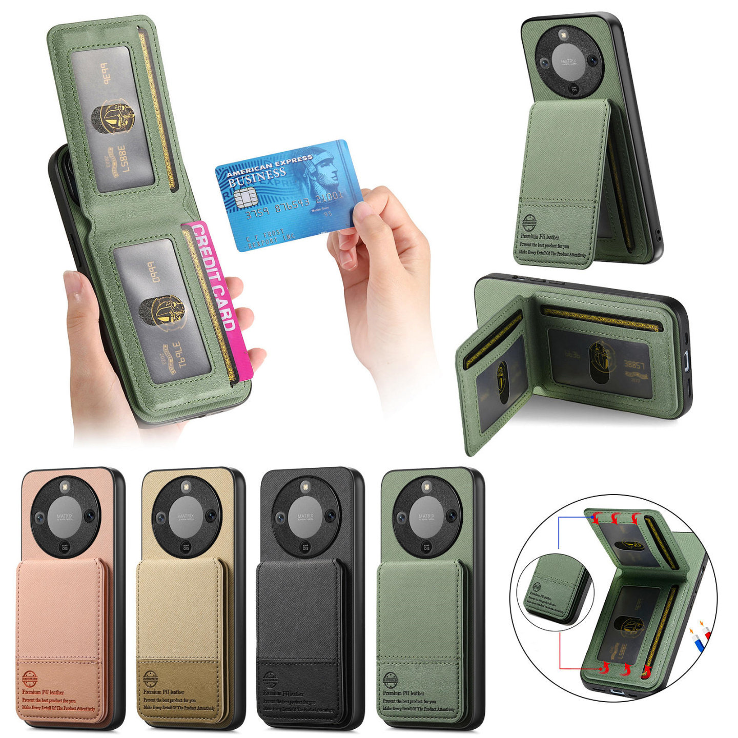 放照片带卡包适用荣耀X9D手机壳X70新款500零钱包400lite卡夹magic8放卡X70插卡X9C卡套300带支架X60证件套