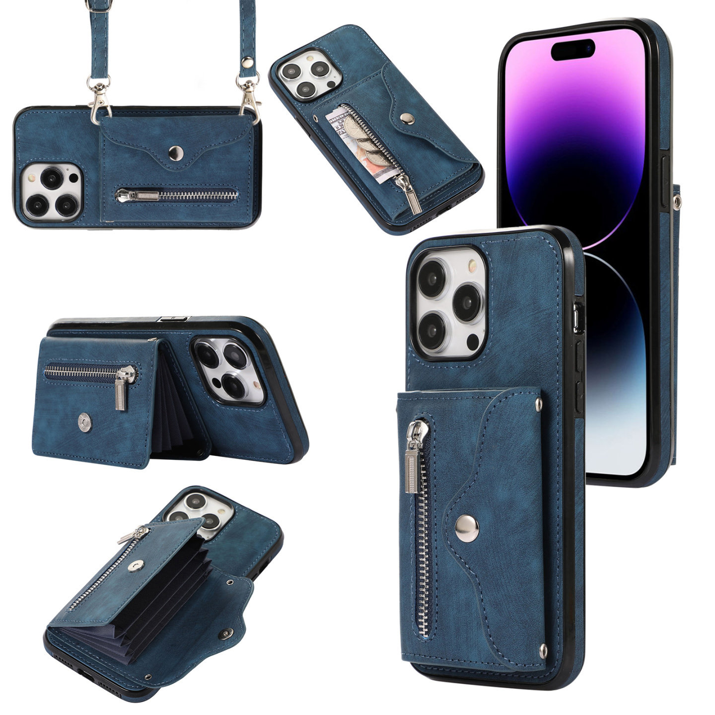适用iphone17保护套苹果14promax带卡包16e钱包一体13斜挎11可背12挂绳XS手机壳xr挂脖15plus多卡位se3卡套