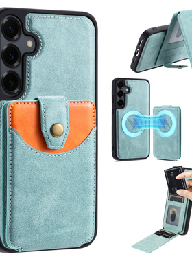 MagSafe卡包适用三星S25Ultra手机壳S24插卡S23+磁吸S22plus放卡片S21FE可支架S20新款A55无线A56充电A16套52