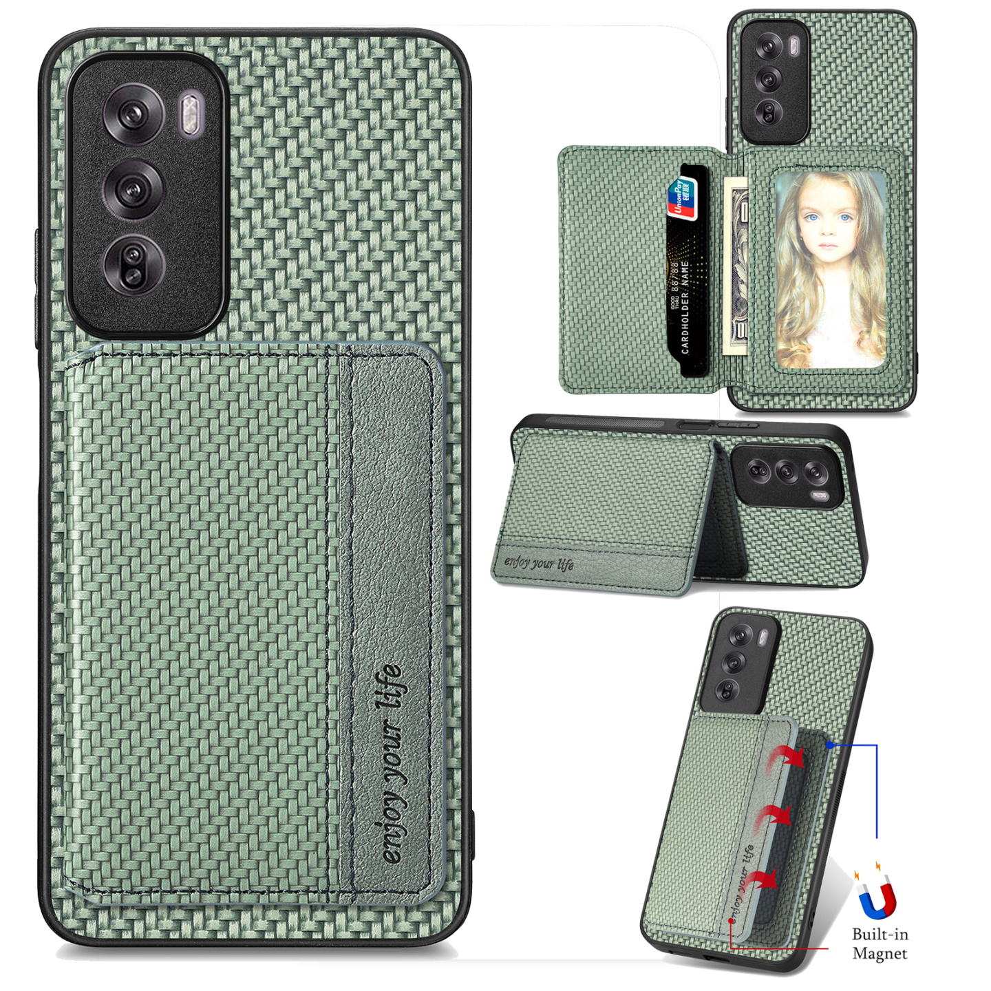 适用OPPO Reno14pro卡包手机壳Reno13带卡槽Reno12防消磁Reno11国际版支架FindX8放零钱X7可插卡X5防摔10新款