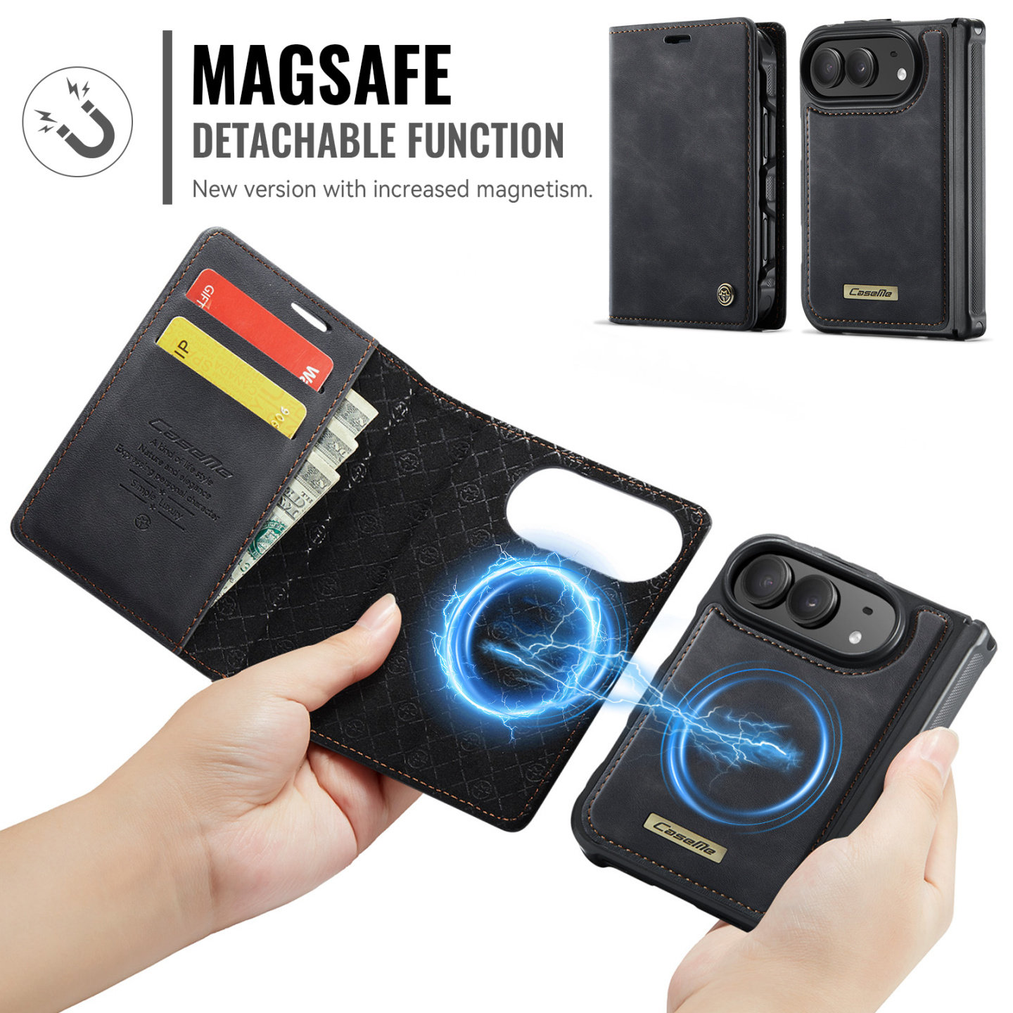 2合1磁吸充电适用苹果Duo翻盖保护壳iPhoneDuo手机壳掀盖对开皮套折叠屏可装插卡夹防摔简约保护套装卡新款