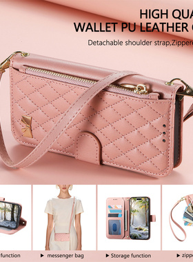 适用OPPO Reno15F/14F/13F/12F手机壳11F带挂绳翻盖皮套Find X9全包防摔背带A79男女Pro放卡A78钱包斜跨新款