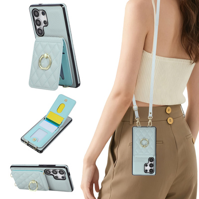 适用三星s25ultra手机壳S23+带卡包S24FE支架S22卡套S21斜挎A17挂绳S26U肩带A17插卡A55放卡A56女A33套A16