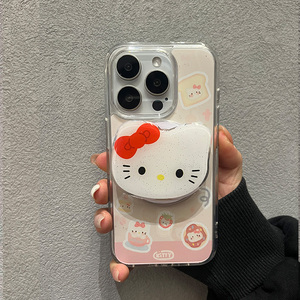 蝴蝶结KT猫磁吸支架苹果15手机壳iphone14女新7/8款13套11/x/xsmax/12/xr/plus/mini女pro防摔promax可爱por