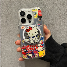 hellokitty猫带磁吸支架适用iPhone15手机壳78苹果14保护套新款13女款12不撞款11/xs/xr气囊13ProMax大孔Pro