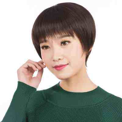 假发女短发短直发中老年妈妈短发逼真发型碎刘海头套夏季轻薄款