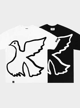 Vinkid鸽之平和小众和平鸽300G重磅T恤tee短袖男女欧美嘻哈街头