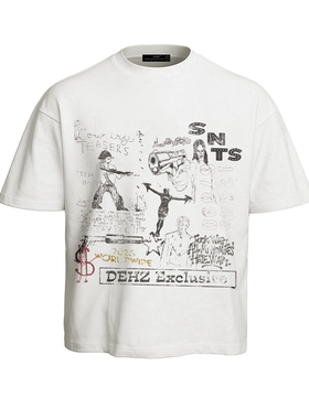 DehzSS26重磅300克纯棉直喷cleanfit短宽短袖男款T恤夏季圆领上衣