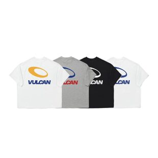 VULCAN基础logo印花纯色重磅美式国潮情侣宽松圆领短袖小领口TEE