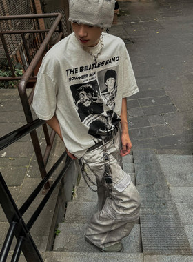 MASONSOUL 复古乐队人物数码直喷cleanfit短袖T恤短宽版型ins上衣