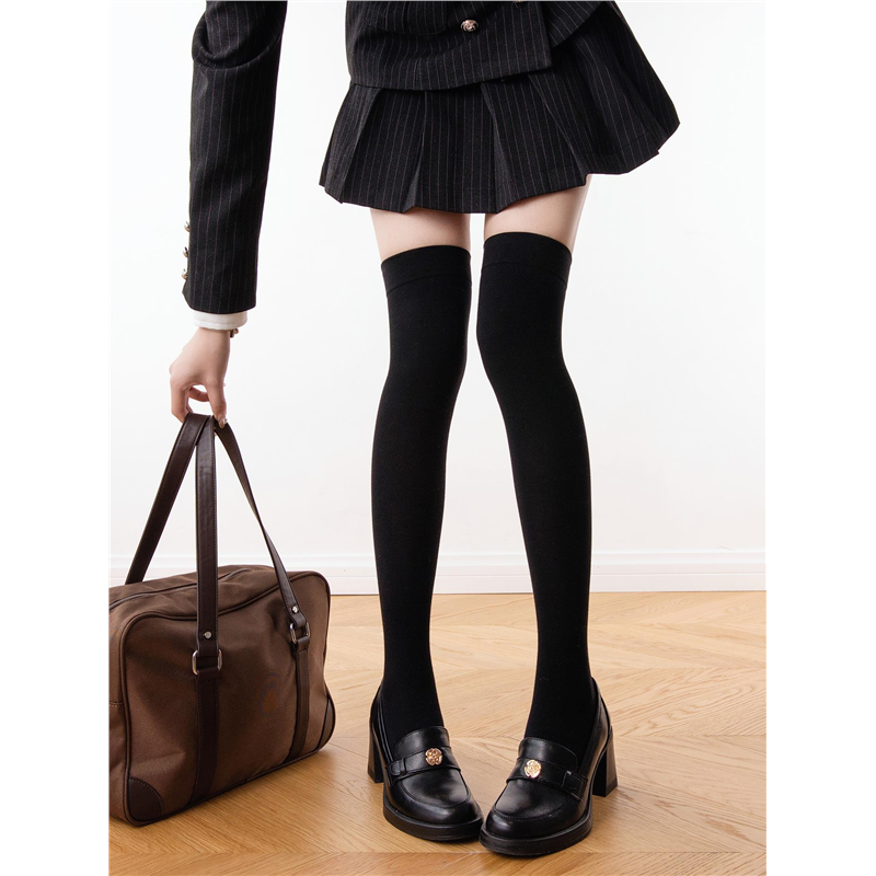 抵达一楼压力过膝袜女纯色