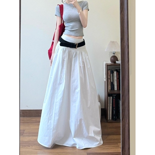 小个子多巴胺穿搭套装 夏季 长裙 巨好看白色半身连衣裙女装 2026新款