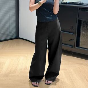 老钱风西装裤女春夏季2026新款复古中线休闲裤松弛感阔腿裤弯刀裤
